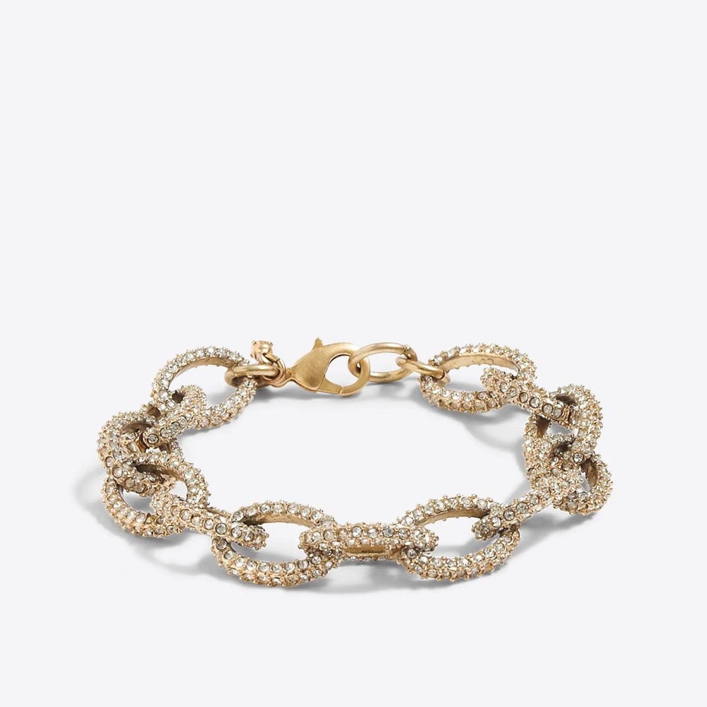 J Crew gold and crystal chain link bracelet